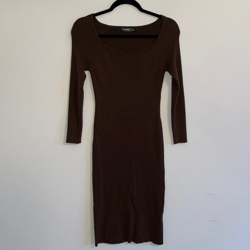 Midi Long Sleeve Sweater Dress - Picture 1 of 7